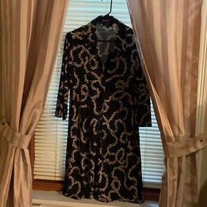 Ronni Nicole Black Dress with Gold Chain Pattern